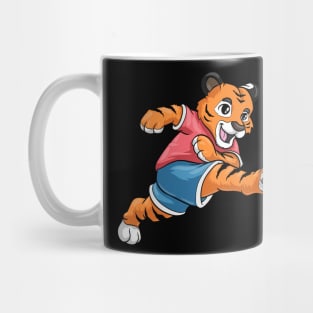 Funny tiger is playing soccer Mug